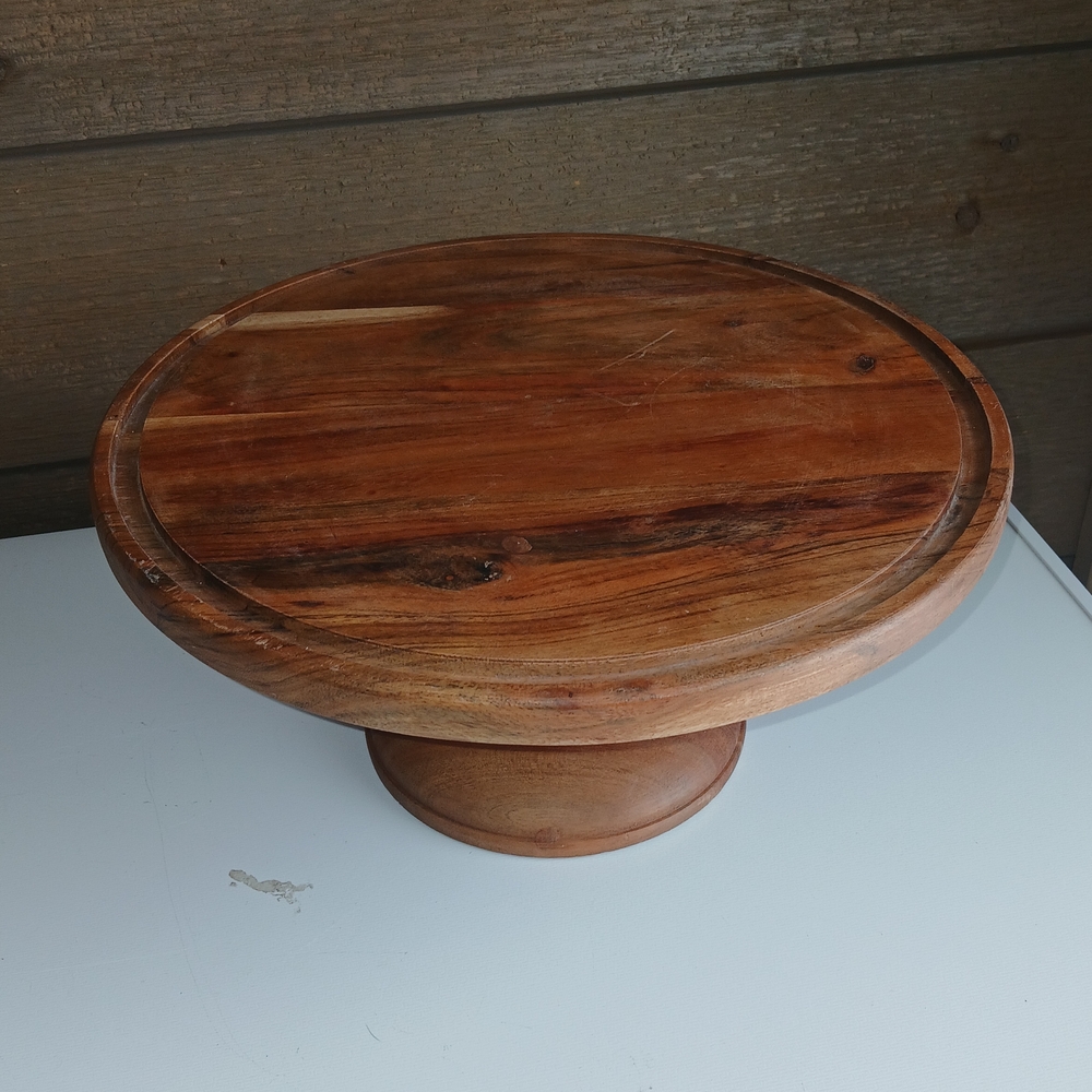 Wooden Cake Stand 12" Wide Farmhouse Rustic